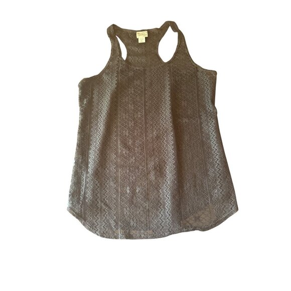 Pretty Rebellious Black Lace Racerback Tank Top Swim Cover XL Made in USA - Picture 1 of 4